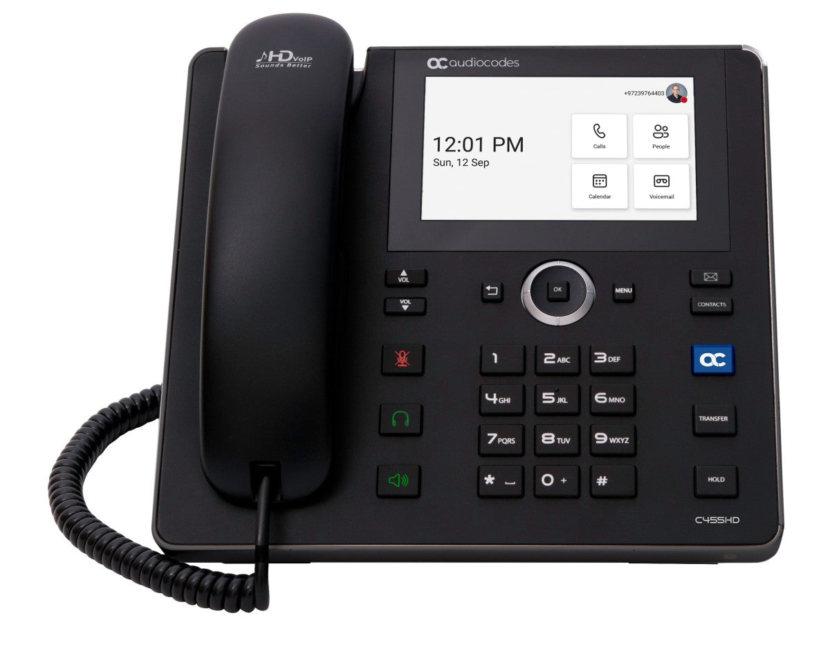 AudioCodes C455HD VoIP phone with Bluetooth interface and caller ID 