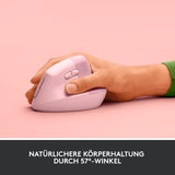 Logitech Lift vertikale ergonomische kabellose Bluetooth Maus Rosa
