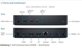 Dell D6000S Universal Dockingstation USB-C HDMI Displayport ohne Netzteil