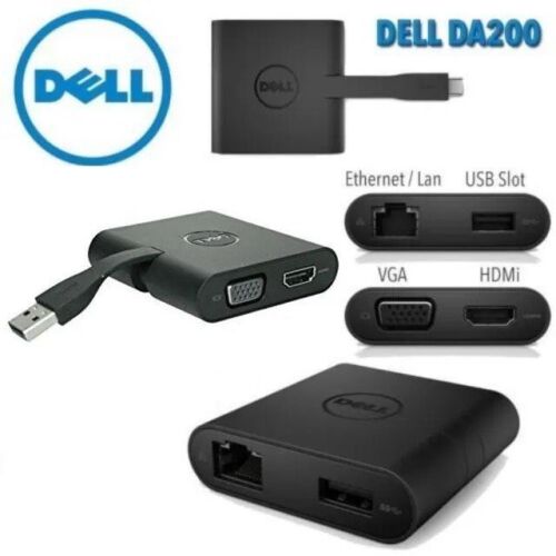Dell DA200 Adapter - USB-C to HDMI/VGA/Ethernet/USB 3.0