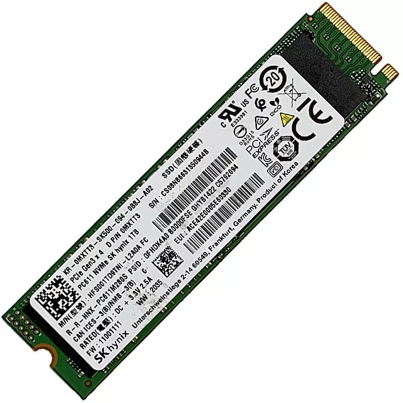 SK Hynix PC611 NVME SK HYNIX 1TB 0MXTT3 R: 3500MB/s S: 3200MB/s 