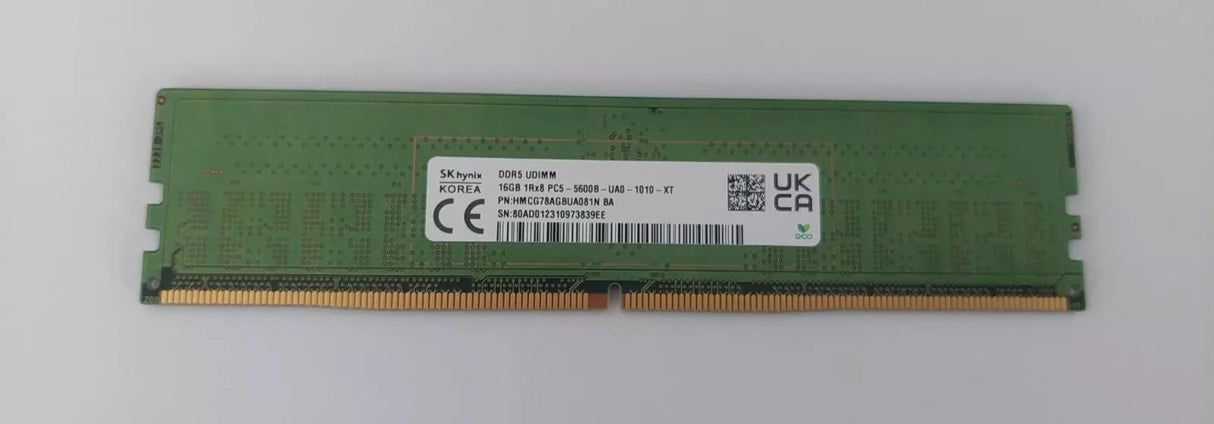 SK Hynix 16GB DDR5 UDIMM Memory 1RX8 PC5 5600B HMCG78AGBUA081N